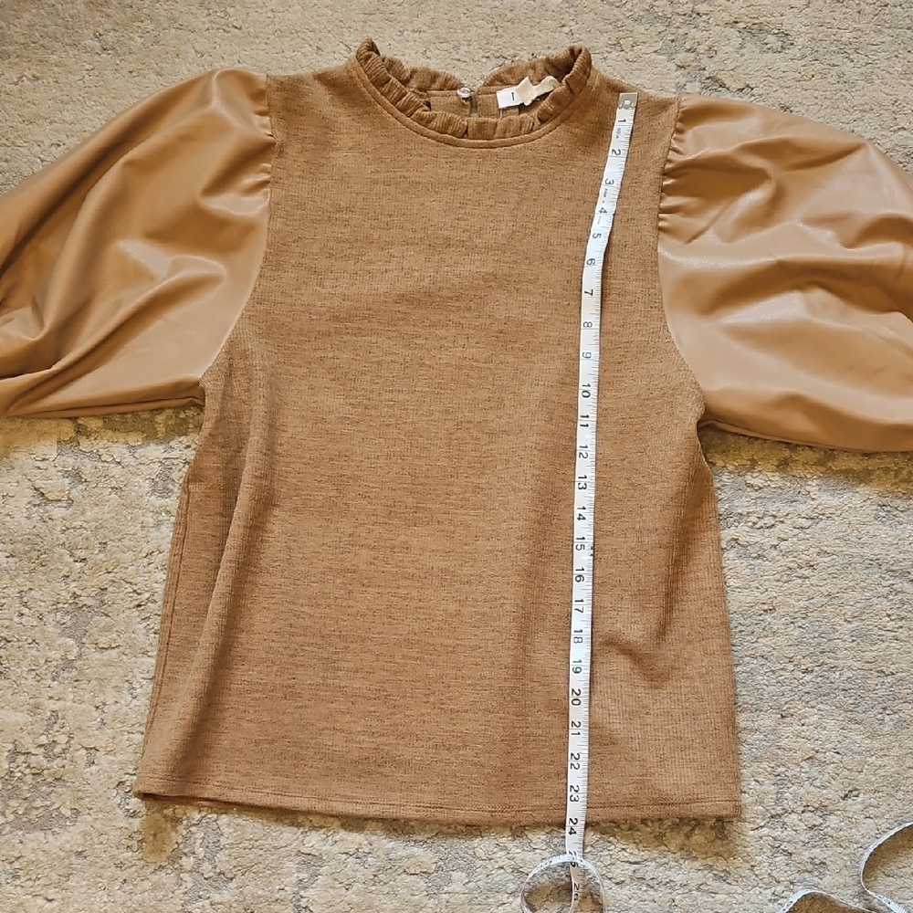 Elegant Tan Puff Sleeve Top
